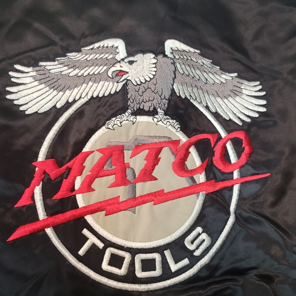 Vintage Girard Black Satin Matco Tools Embroidered Bomber Jacket Mens XL - Picture 6 of 6